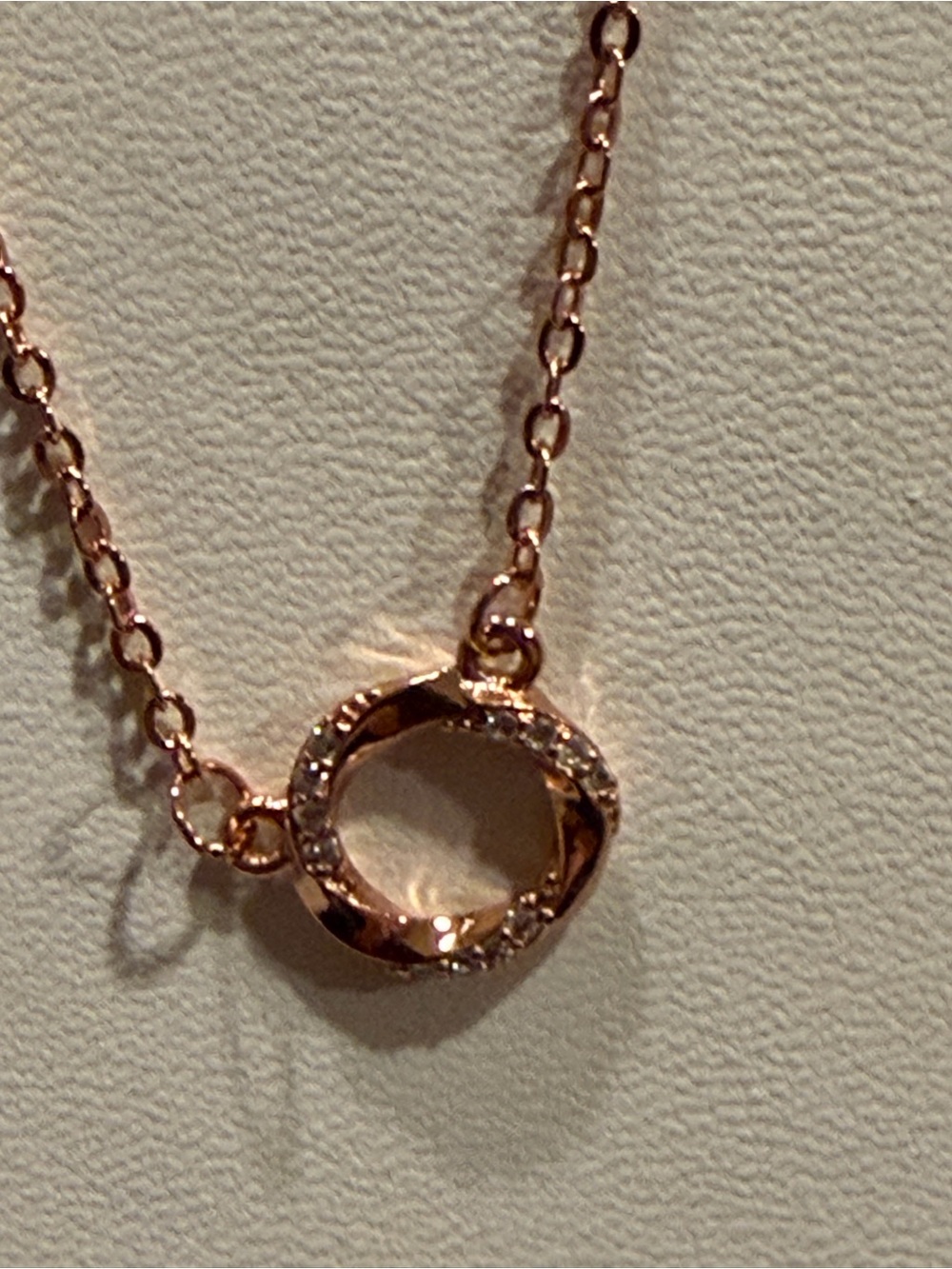S925 Rose Gold Plated Stone Open Circle Necklace